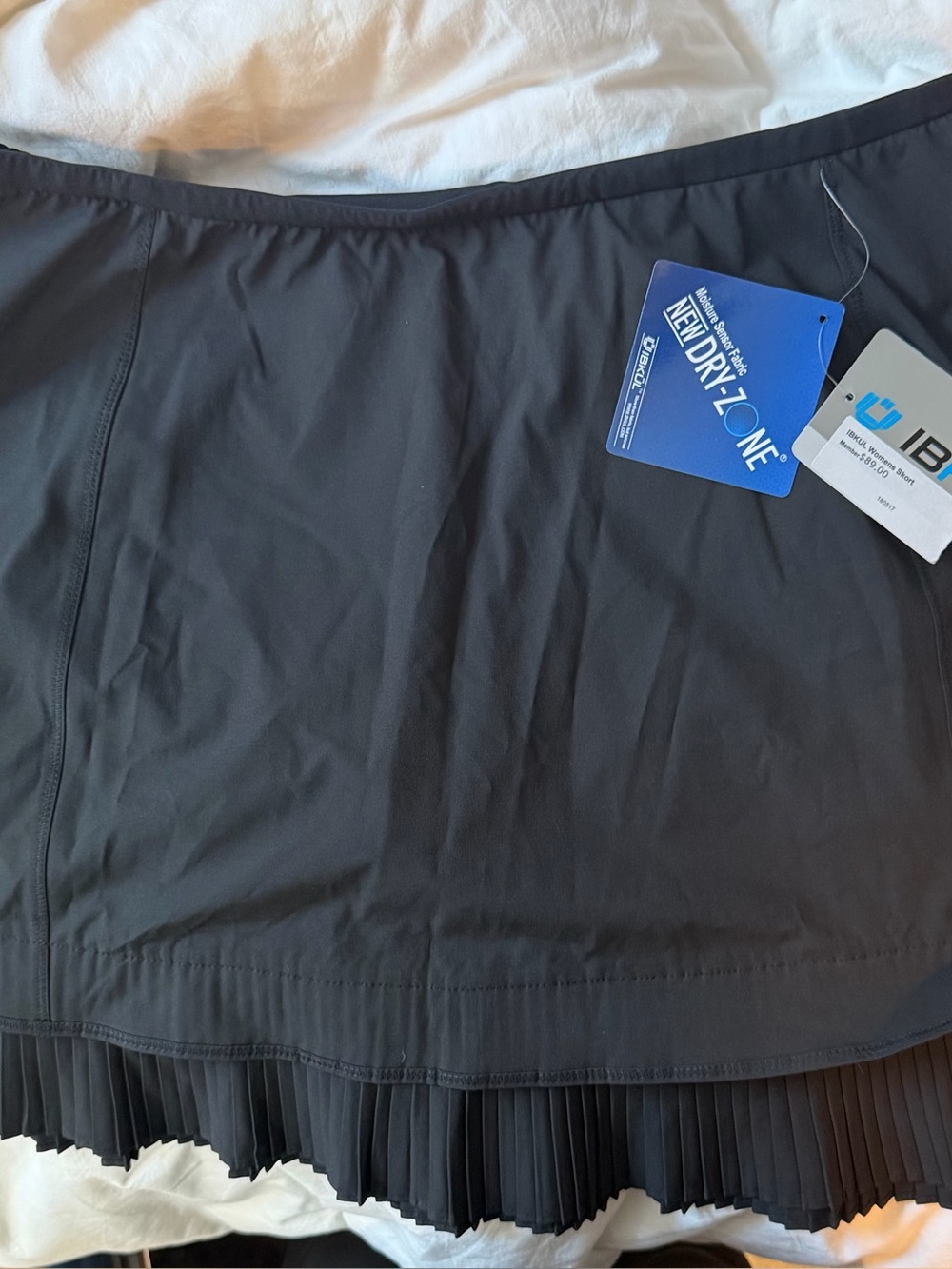 IBKUL Dry Zone Pleated Hem Golf Tennis Skort Black XL NWT UPF Performance